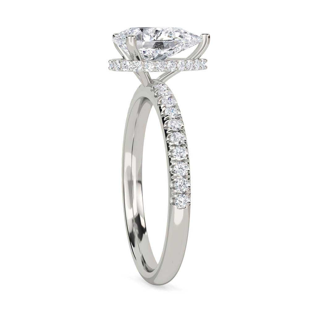 Pear Diamond Hidden Halo Shoulder Set Ring P