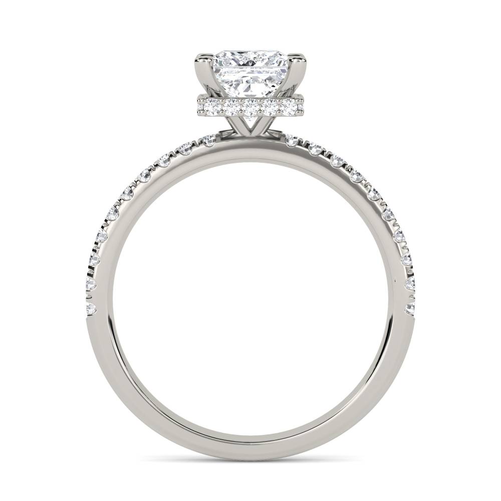 Princess Diamond Hidden Halo Shoulder Set Ring set in Platinum