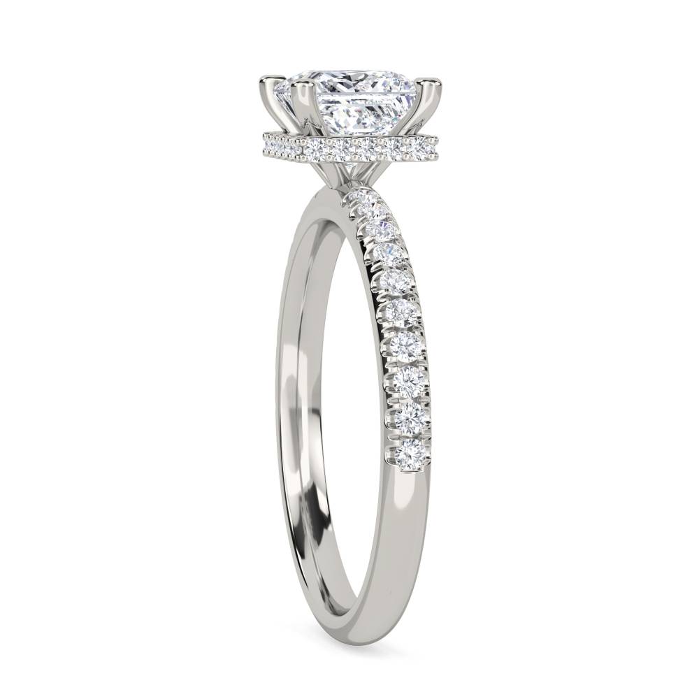 Princess Diamond Hidden Halo Shoulder Set Ring set in Platinum