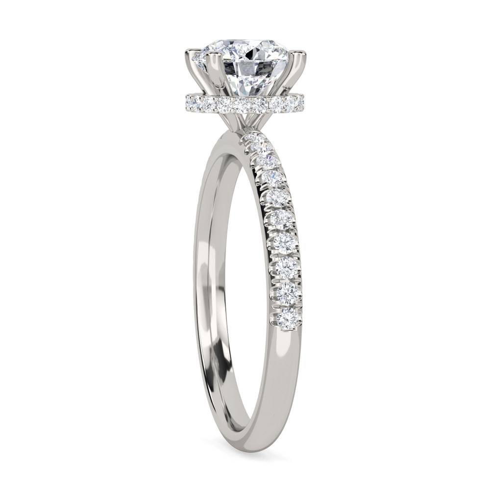 Round Diamond Low Set Hidden Halo Shoulder Set Ring P