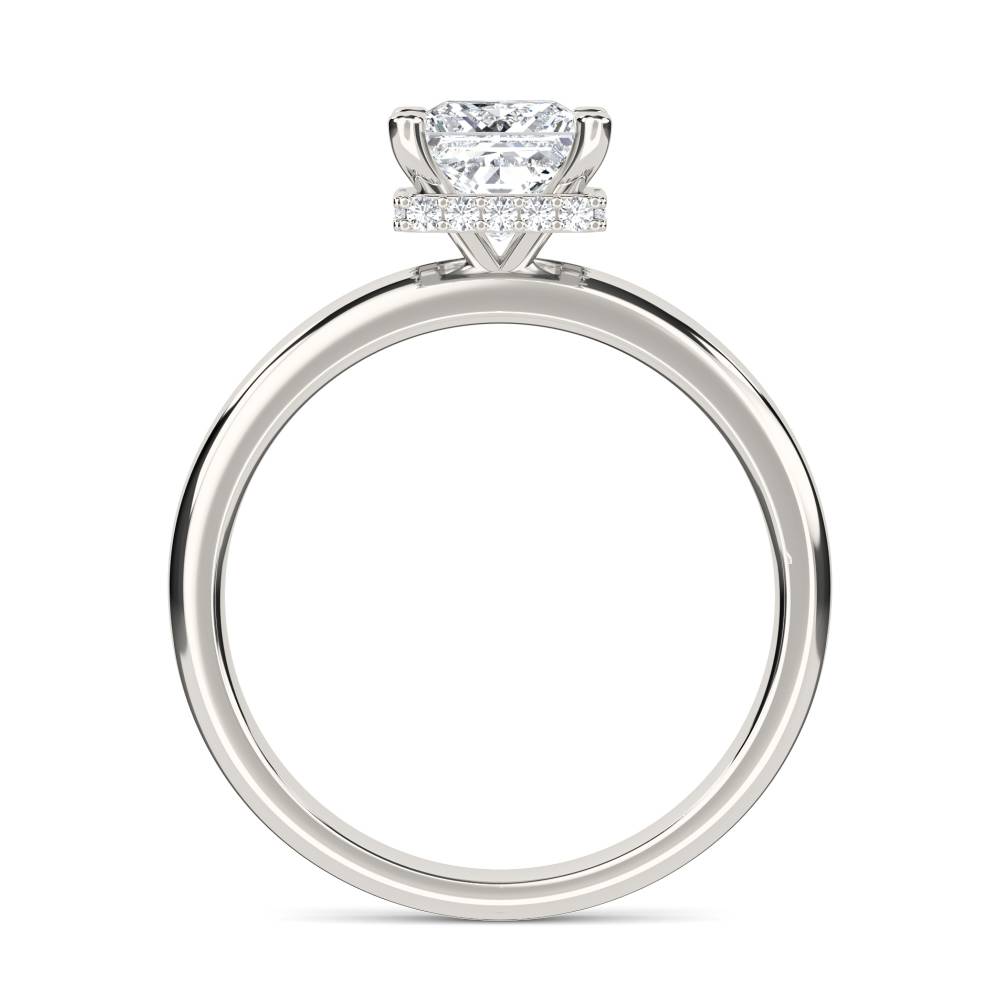 Princess Diamond Low Set Hidden Halo Ring set in Platinum