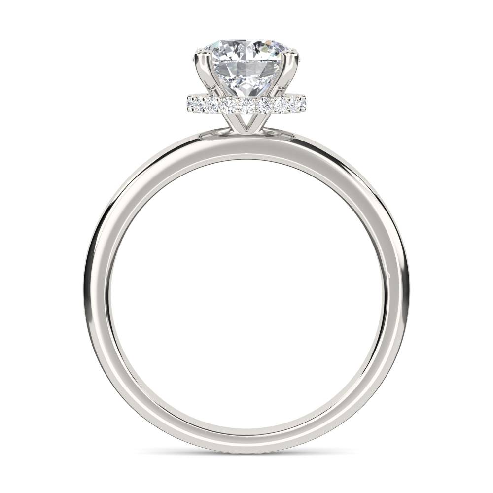 Round Diamond Low Set Hidden Halo Ring set in Platinum