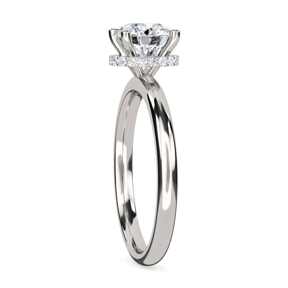 Round Diamond Low Set Hidden Halo Ring set in Platinum