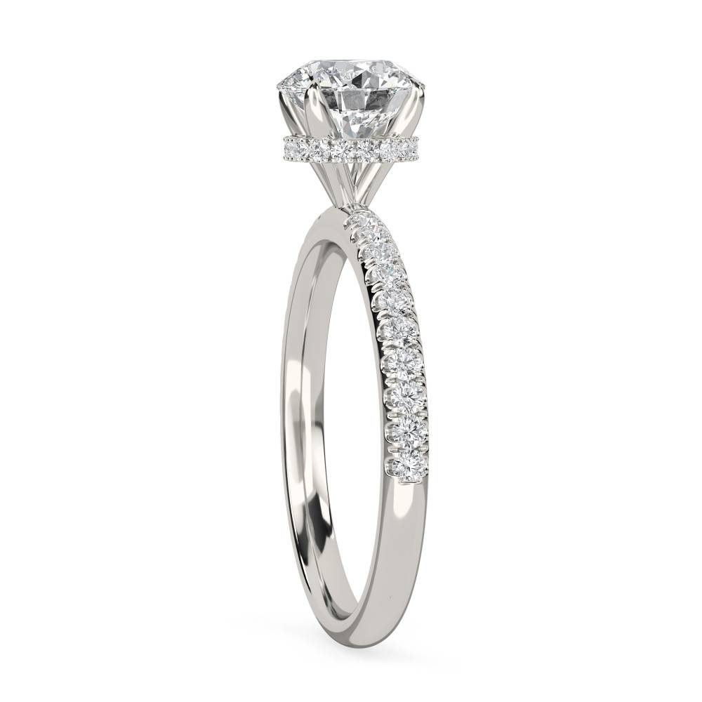 Round Diamond High Set Hidden Halo Shoulder Set Ring P