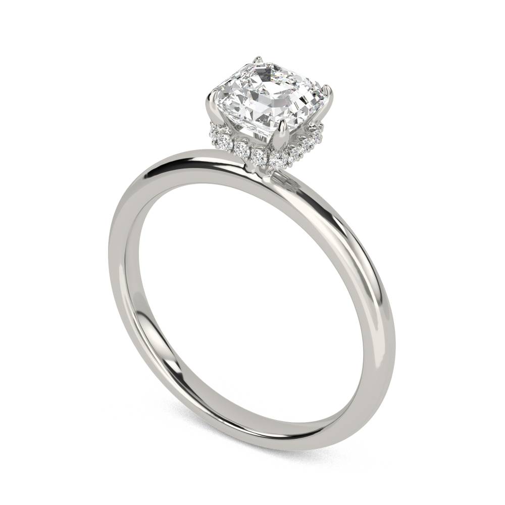 Asscher Diamond Hidden Halo Ring P