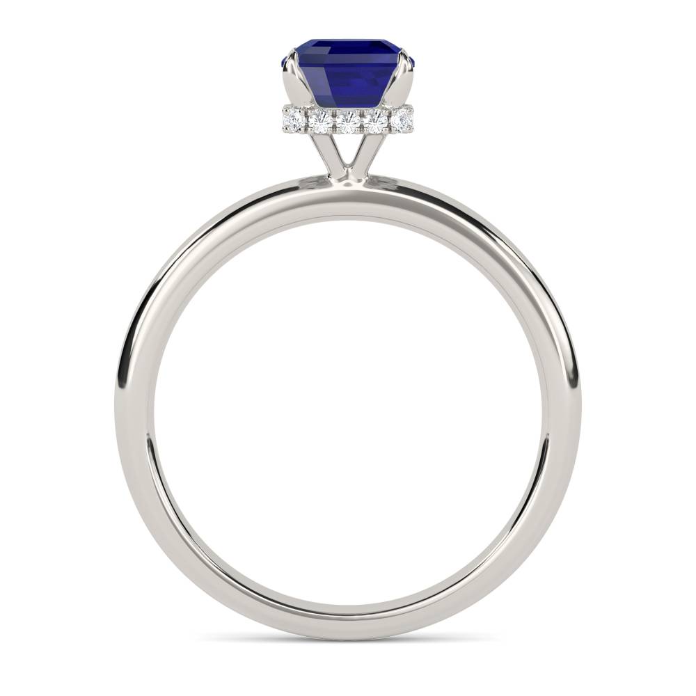 Asscher Blue Sapphire Gemstone Halo Ring Image