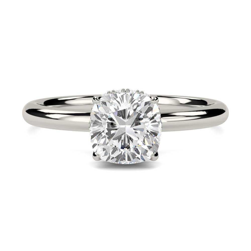 Cushion Diamond Hidden Halo Ring P