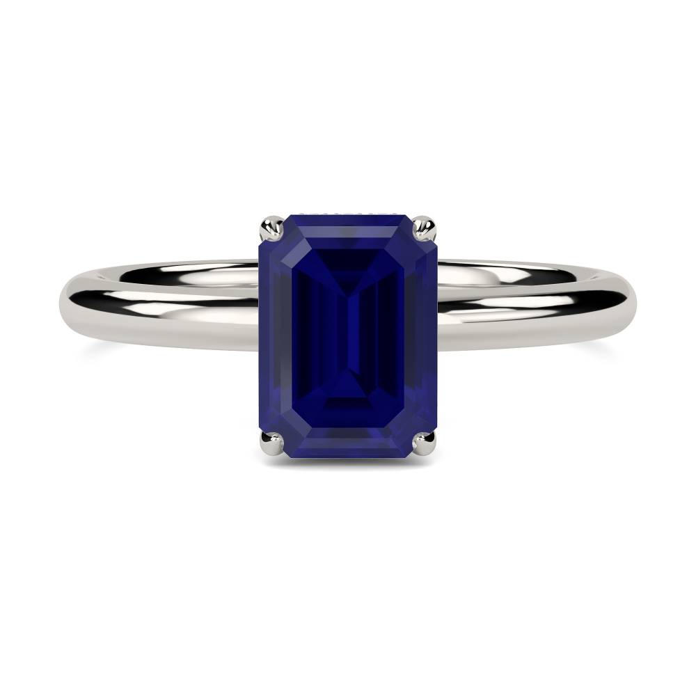 Emerald Blue Sapphire Gemstone Halo Ring P