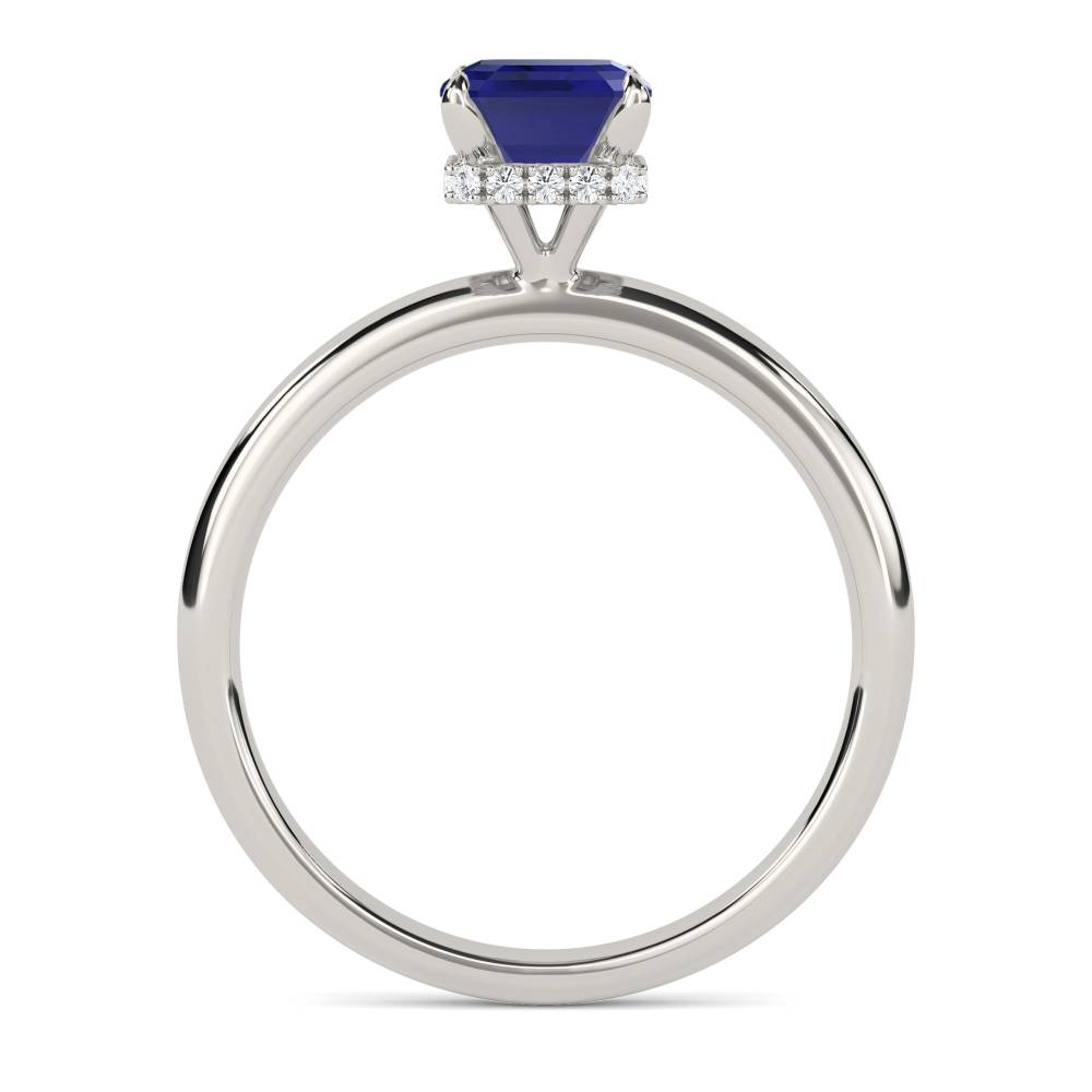 Emerald Blue Sapphire Gemstone Halo Ring P