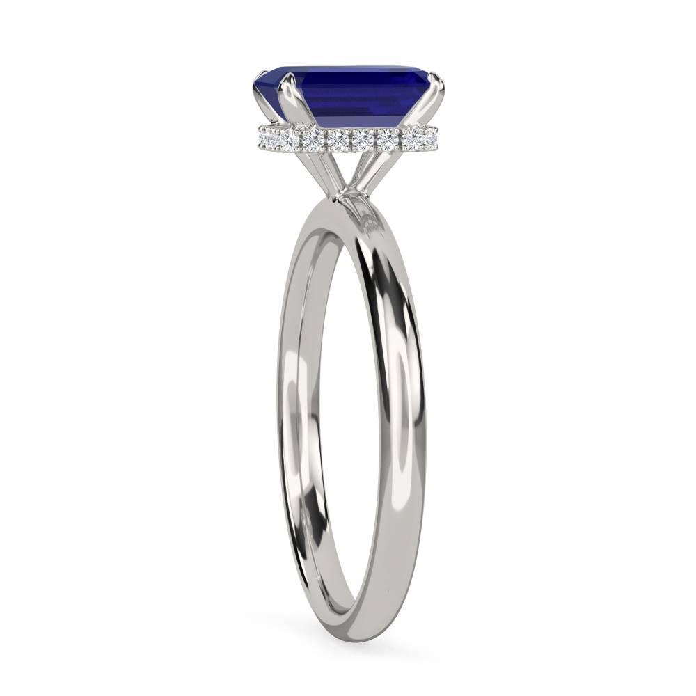 Emerald Blue Sapphire Gemstone Halo Ring P