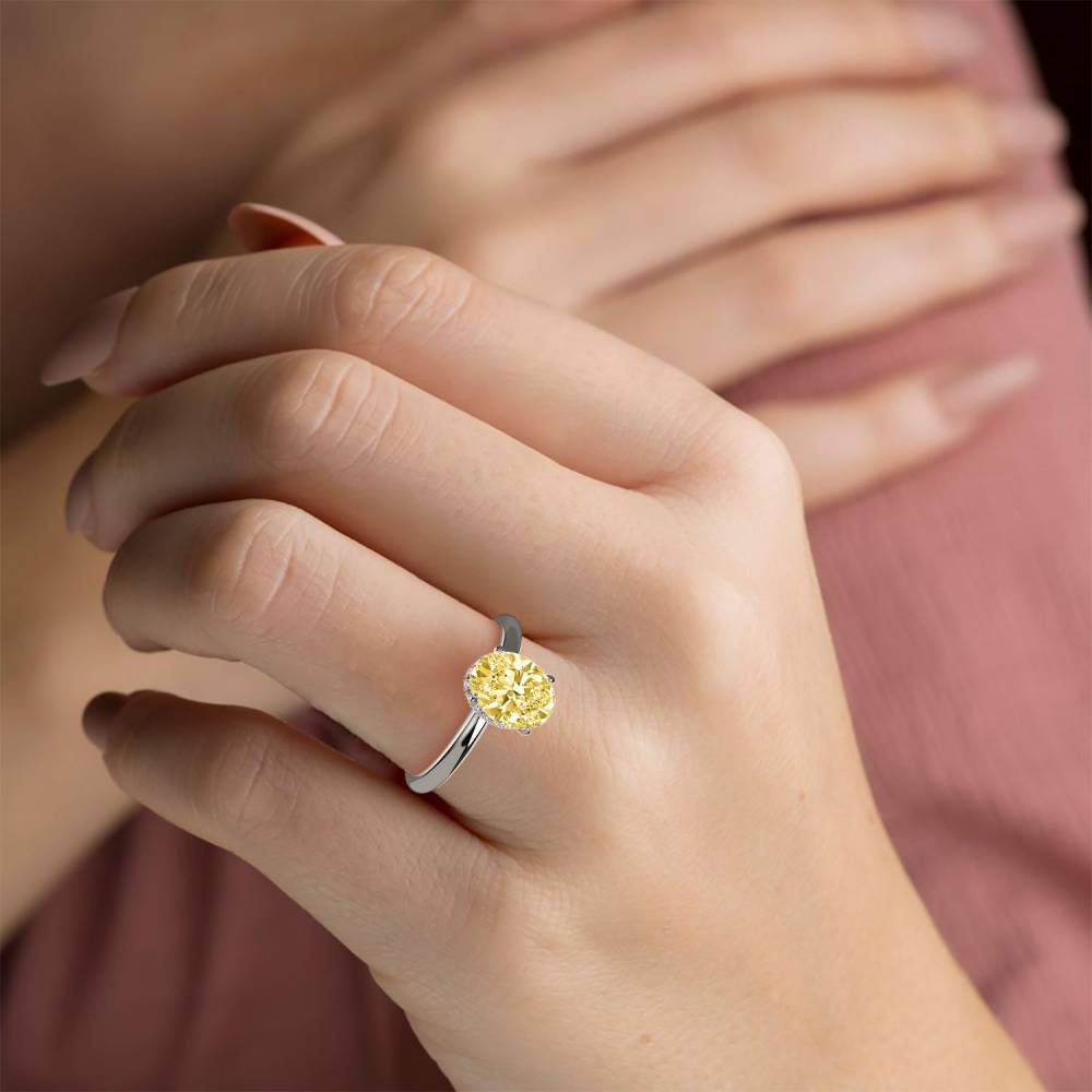 Oval Yellow Diamond Halo Ring P