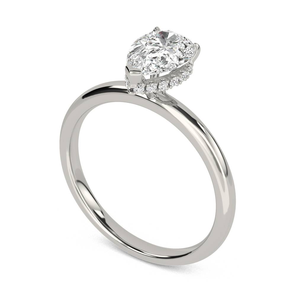 Pear Diamond Hidden Halo Ring P