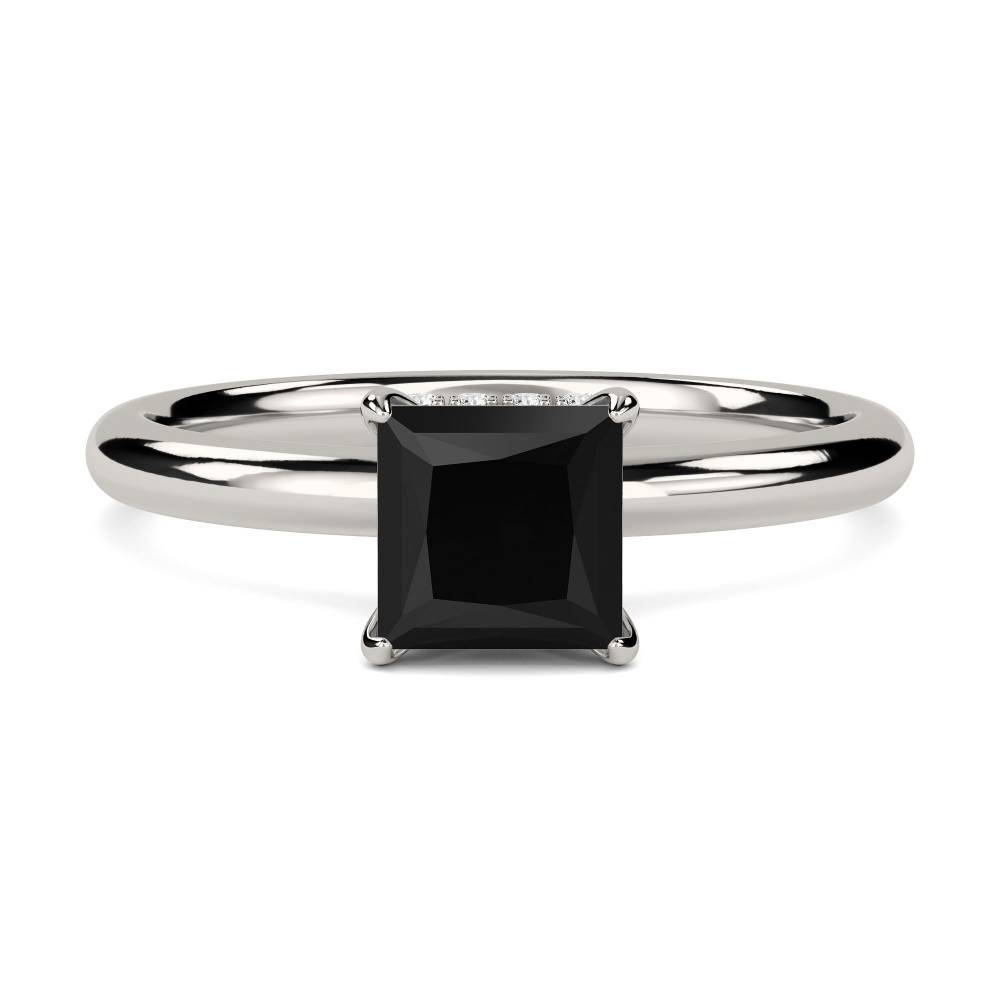 Princess Black Diamond Hidden Halo Ring P