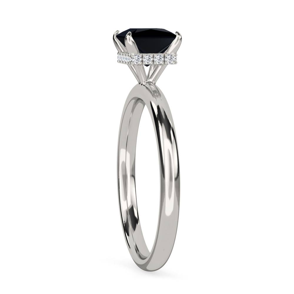 Princess Black Diamond Hidden Halo Ring P