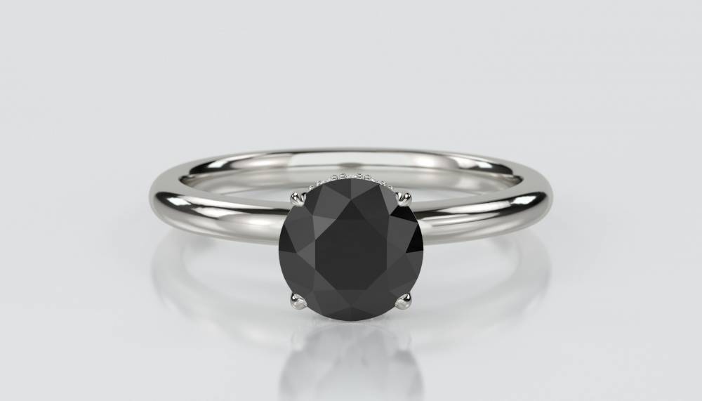 Round Black Diamond Halo Ring P