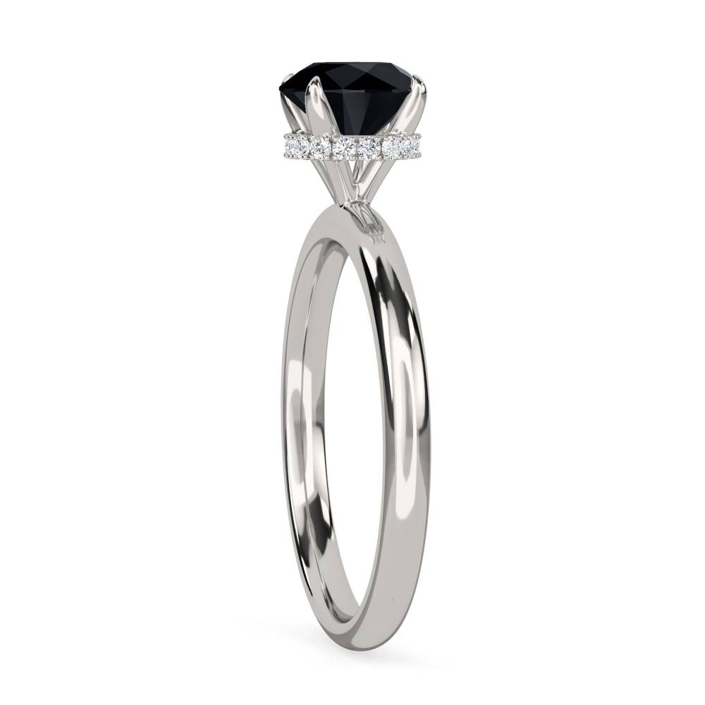 Round Black Diamond Halo Ring P