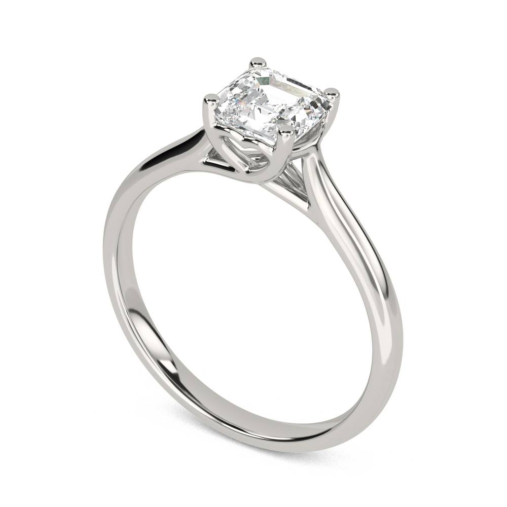 Heart Crossover Asscher Diamond Engagement Ring set in Platinum