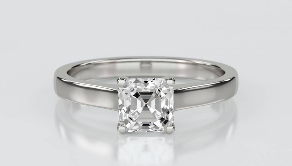 Asscher Diamond Engagement Ring set in Platinum