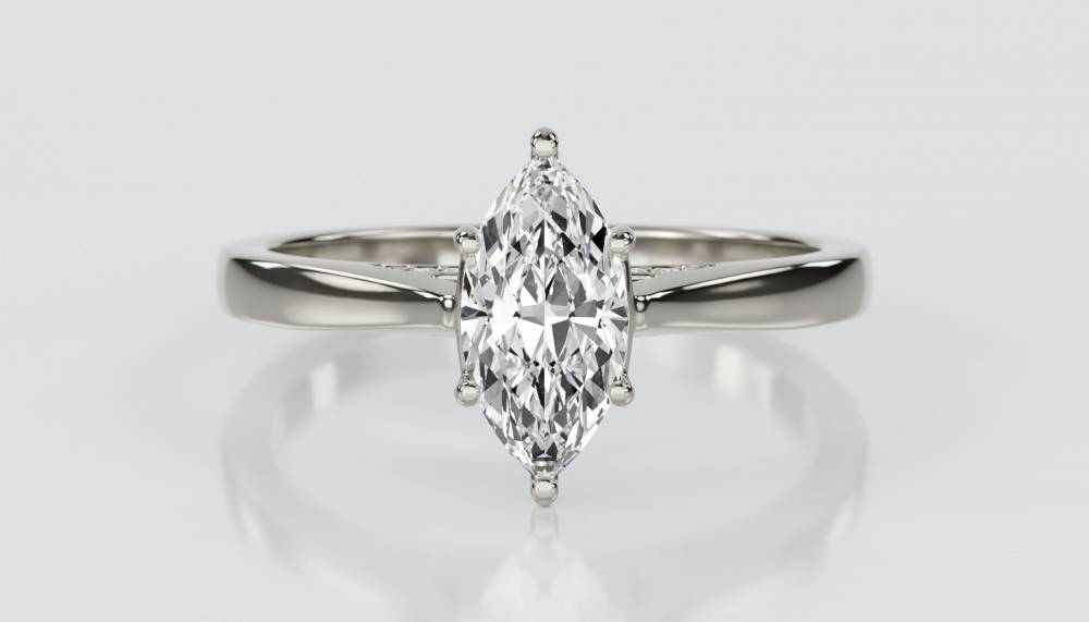 Elegant Marquise Diamond Engagement Ring set in Platinum