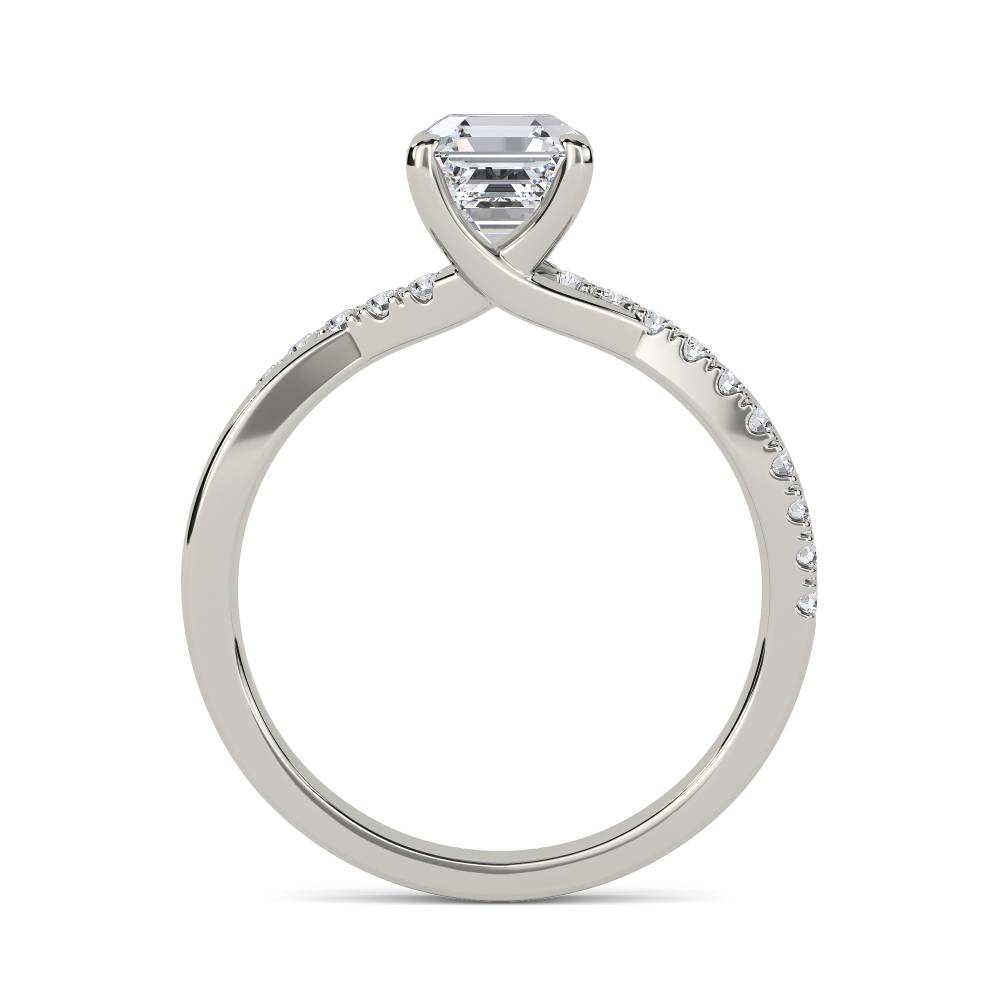 Infinity Asscher Shoulder Set Diamond Engagement Ring set in Platinum