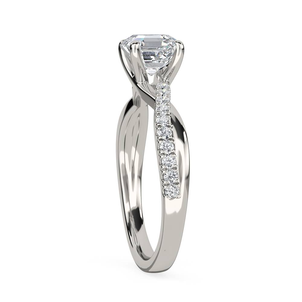 Infinity Asscher Shoulder Set Diamond Engagement Ring set in Platinum