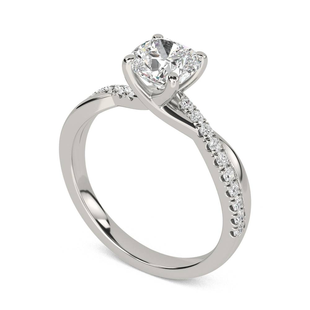 Infinity Cushion Shoulder Set Diamond Engagement Ring P