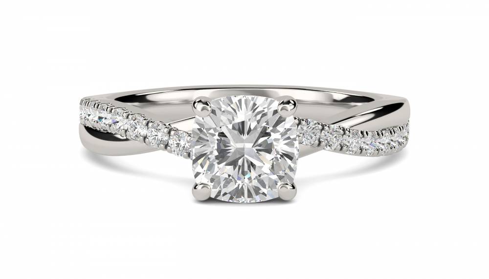 Infinity Cushion Shoulder Set Diamond Engagement Ring P