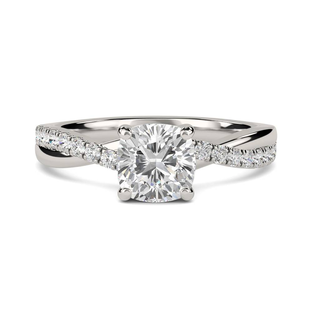 Infinity Cushion Shoulder Set Diamond Engagement Ring P