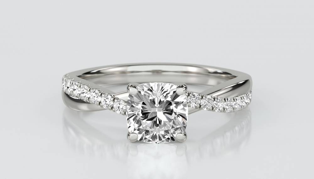 Infinity Cushion Shoulder Set Diamond Engagement Ring P