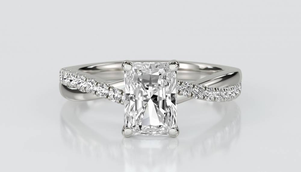 Infinity Radiant Shoulder Set Diamond Engagement Ring P