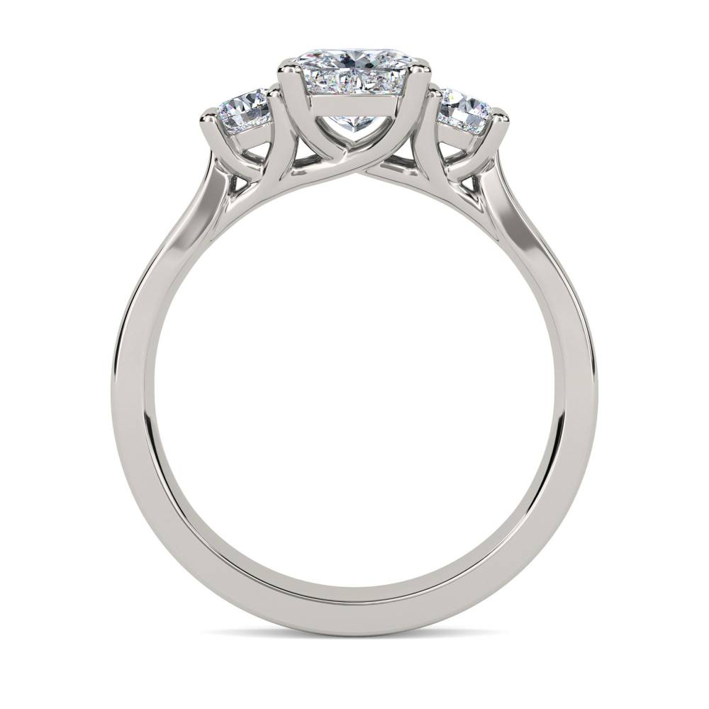 Modern Cushion & Round Diamond Trilogy Ring P