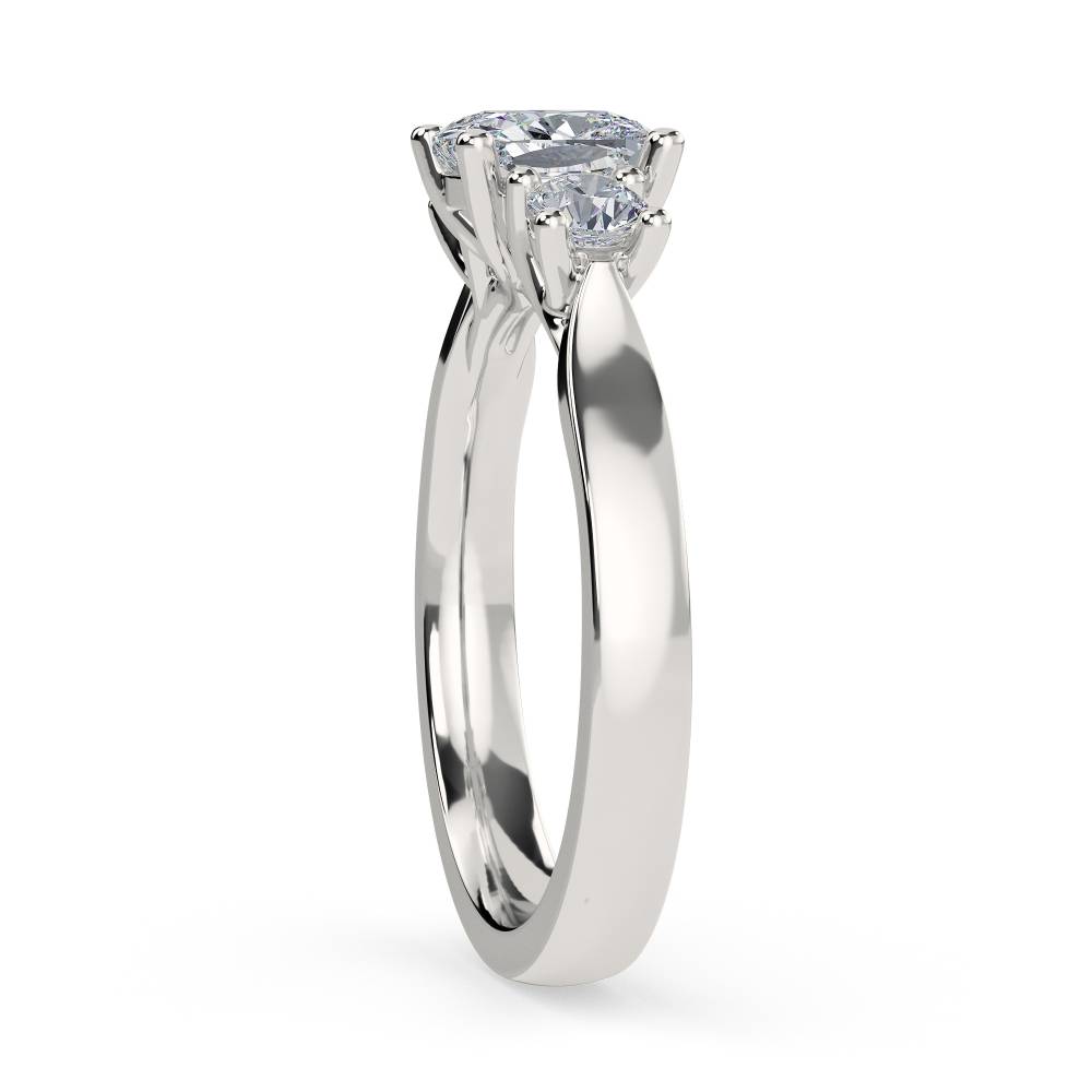 Modern Cushion & Round Diamond Trilogy Ring P