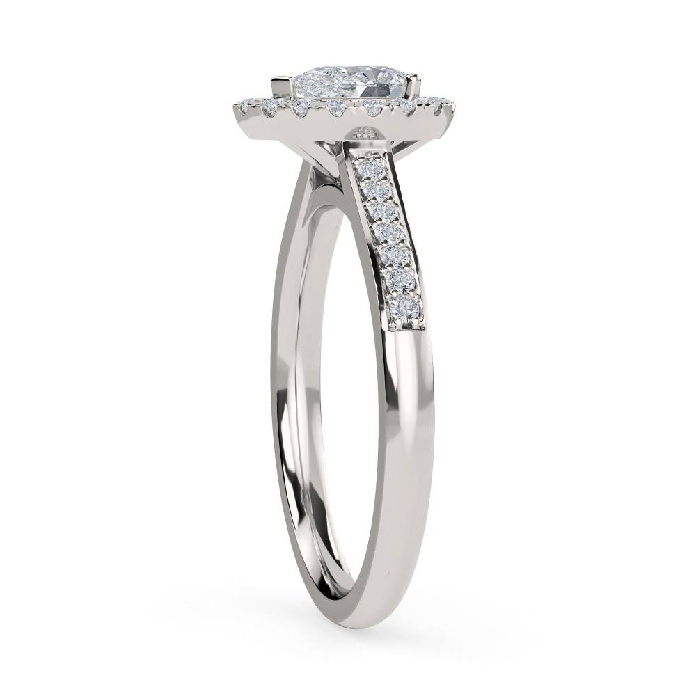 Pear Diamond Single Halo Shoulder Set Ring set in Platinum