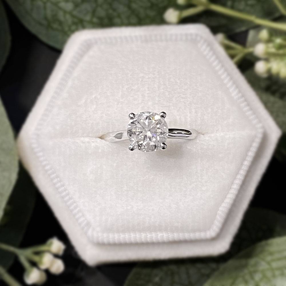 Round Diamond Solitaire Ring White Gold