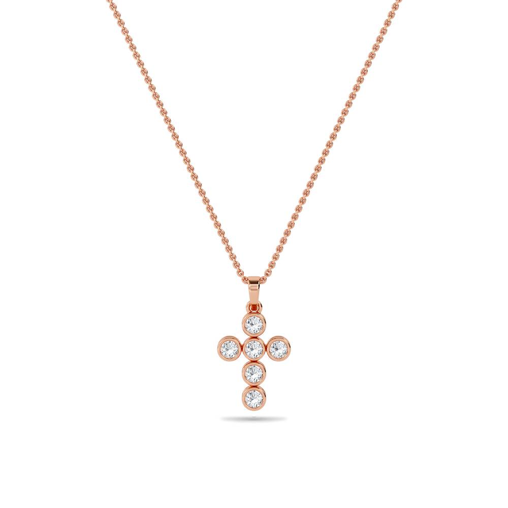Modern Round Diamond Cross Pendant Image