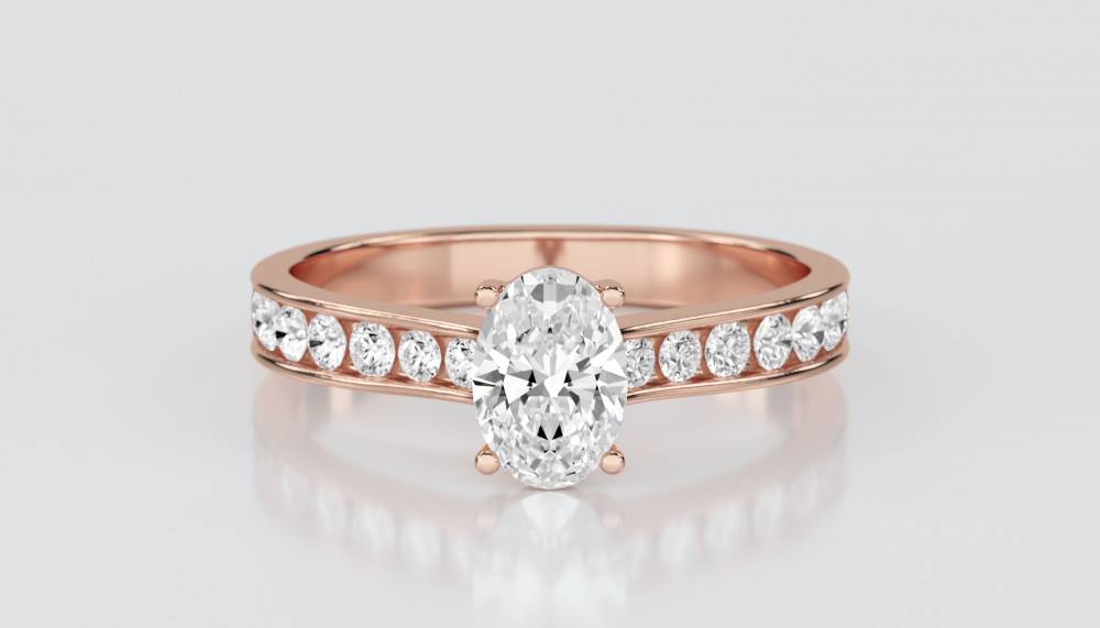 Oval Diamond Shoulder Set Ring Image