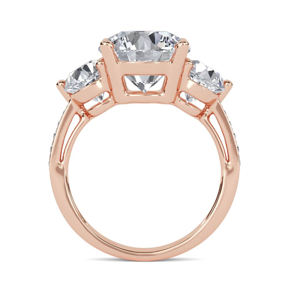 3 Stone Diamond Ring With Shoulder Diamonds Image