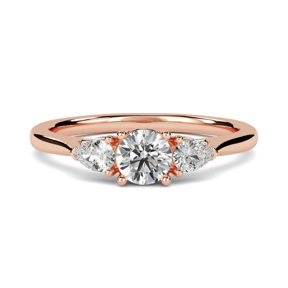 Modern Round & Pear Diamond Trilogy Ring Image