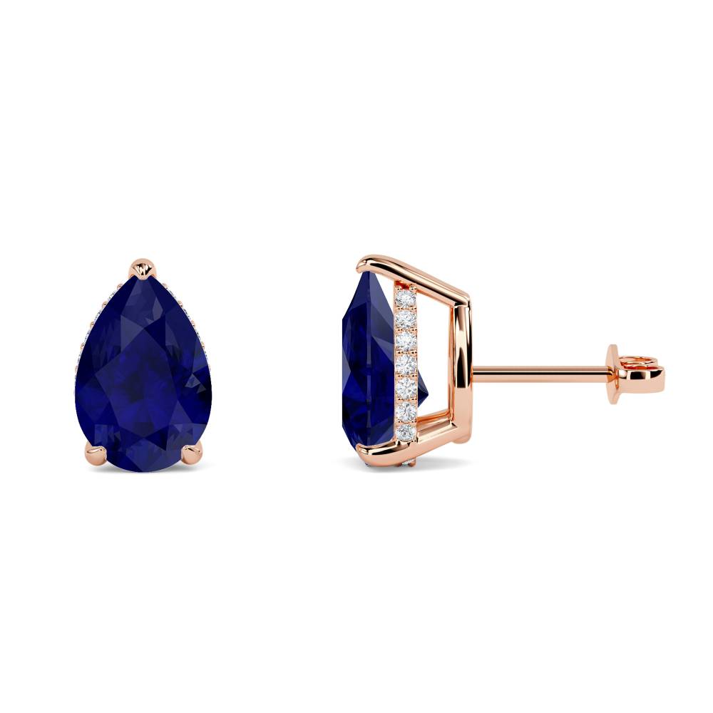 Pear Blue Sapphire Diamond Earrings Image