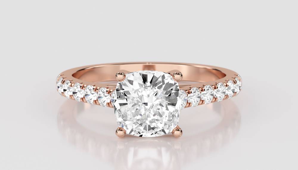 Cushion Diamond Shoulder Set Ring Image