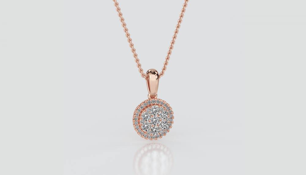 Round Diamond Cluster Pendant R