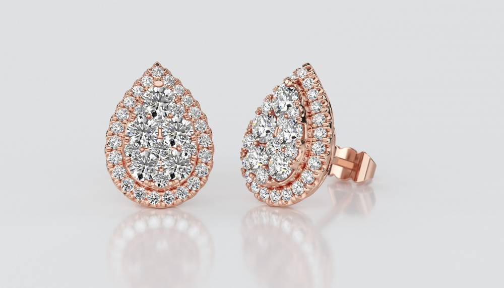 1.00ct VS/EF Round Diamond Cluster Earrings R