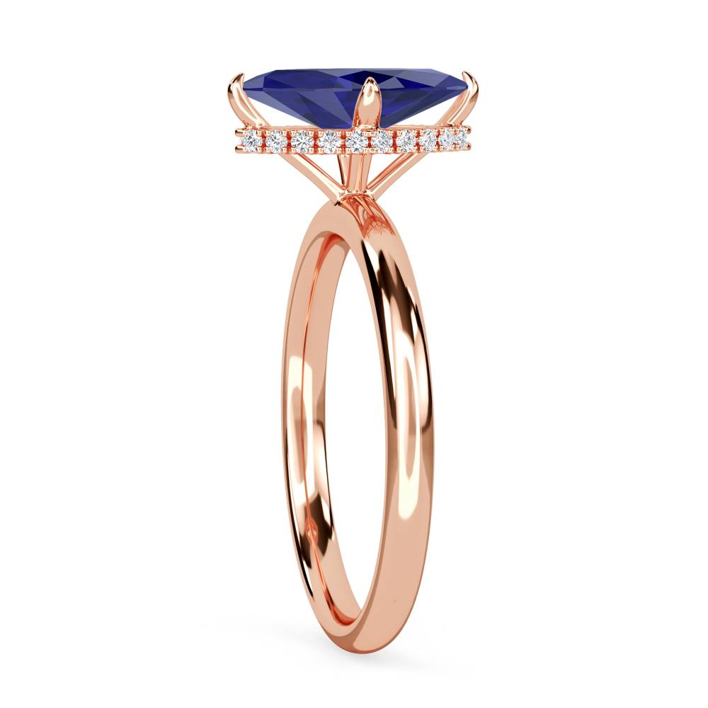 Marquise Blue Sapphire Gemstone Halo Ring Image