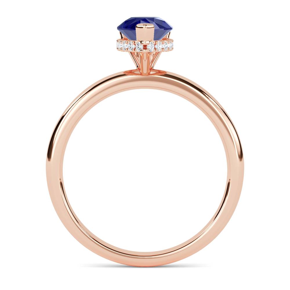 Pear Blue Sapphire Gemstone Halo Ring Image
