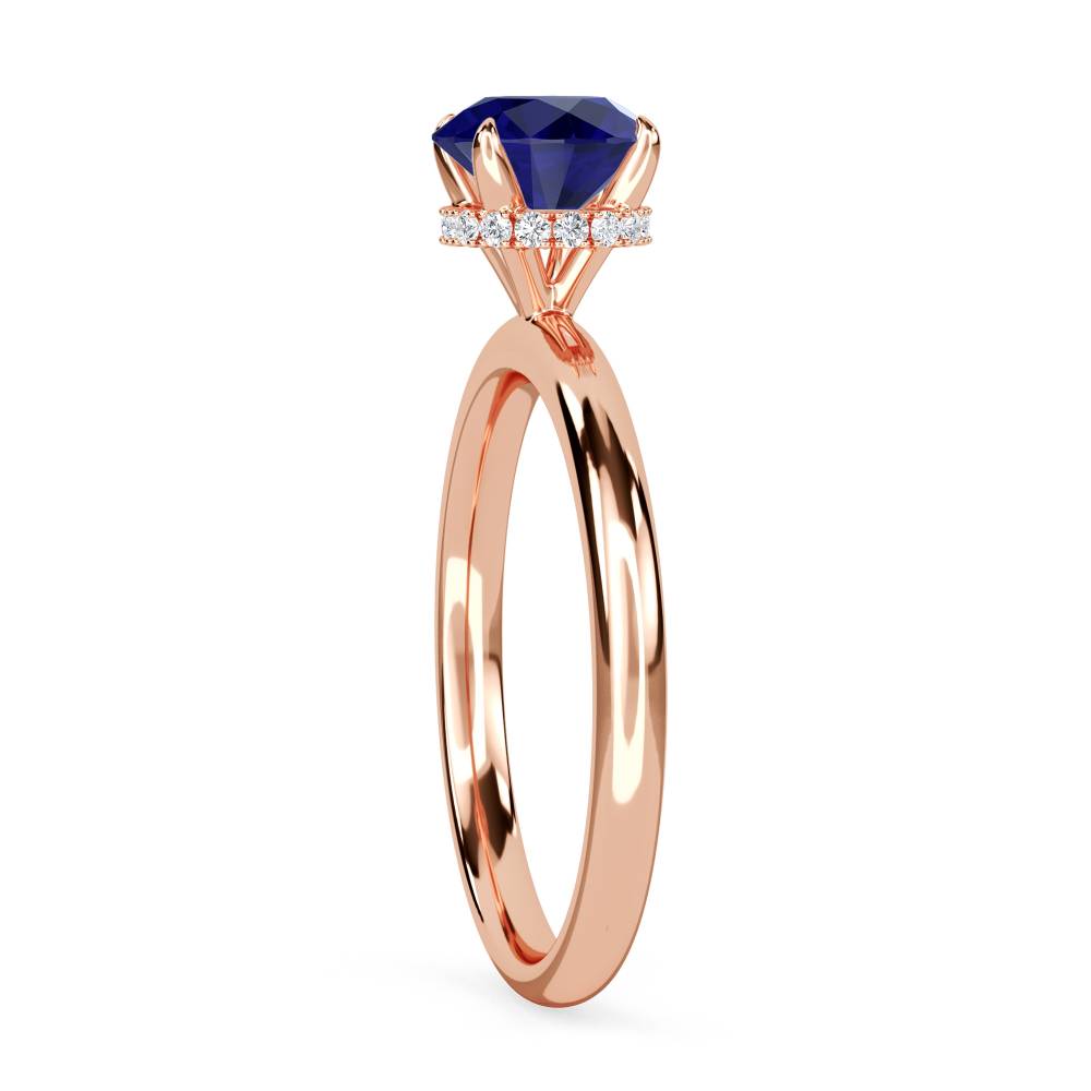 Round Blue Sapphire Gemstone Halo Ring Image