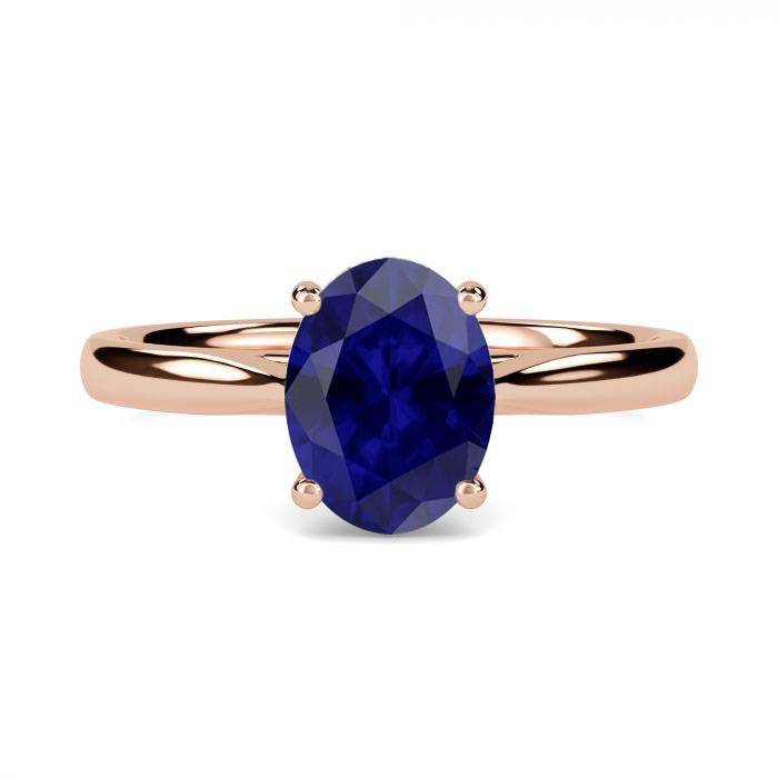 Fancy Blue Sapphire Oval Diamond Solitaire Ring F