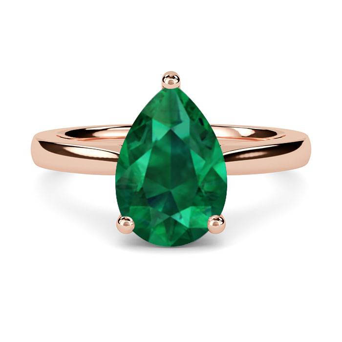 Fancy Emerald Green Pear Solitaire Ring F