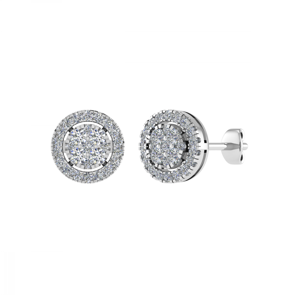 0.55ctVS/GH Round Diamond Set Cluster Earrings set in White Gold