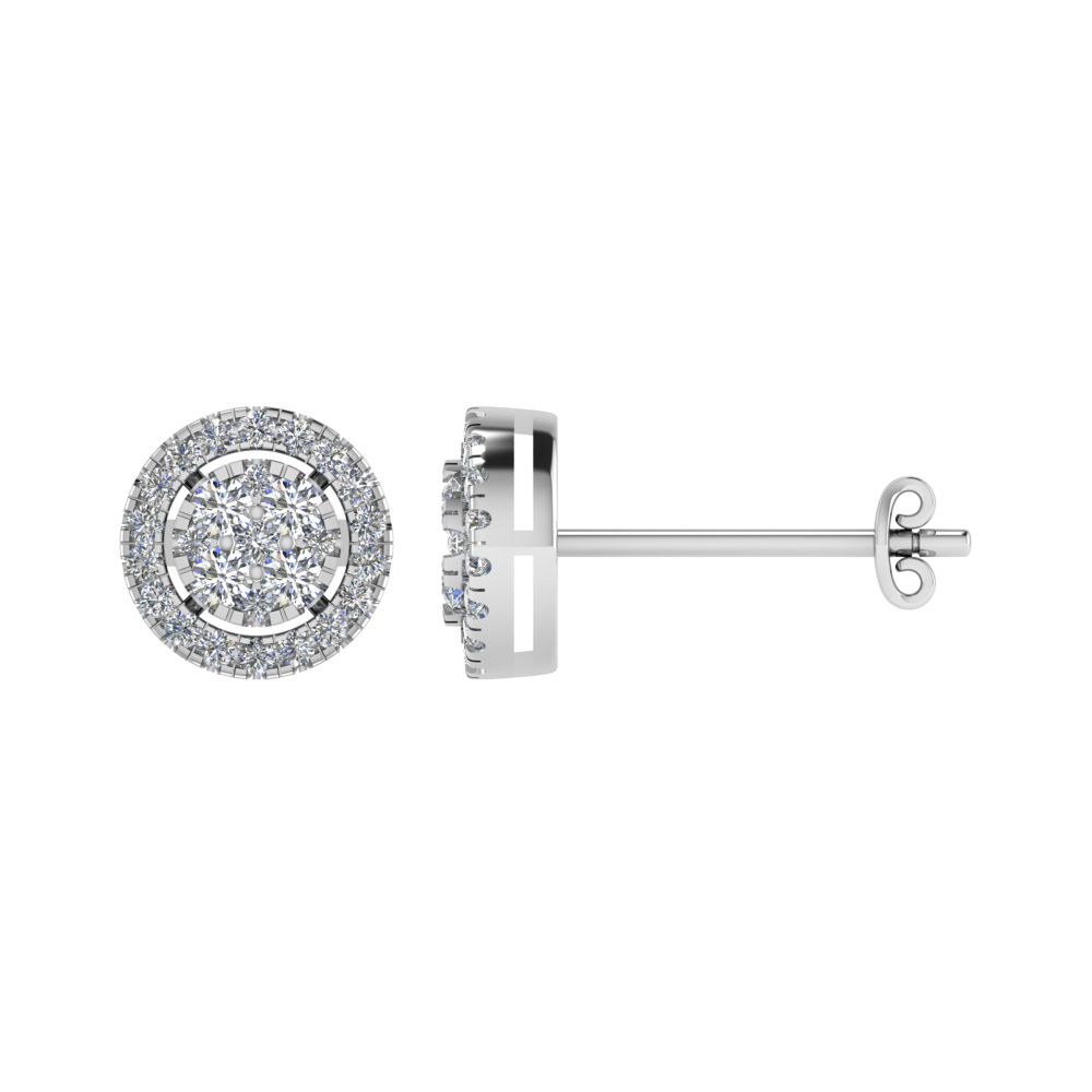 0.55ctVS/GH Round Diamond Set Cluster Earrings set in White Gold