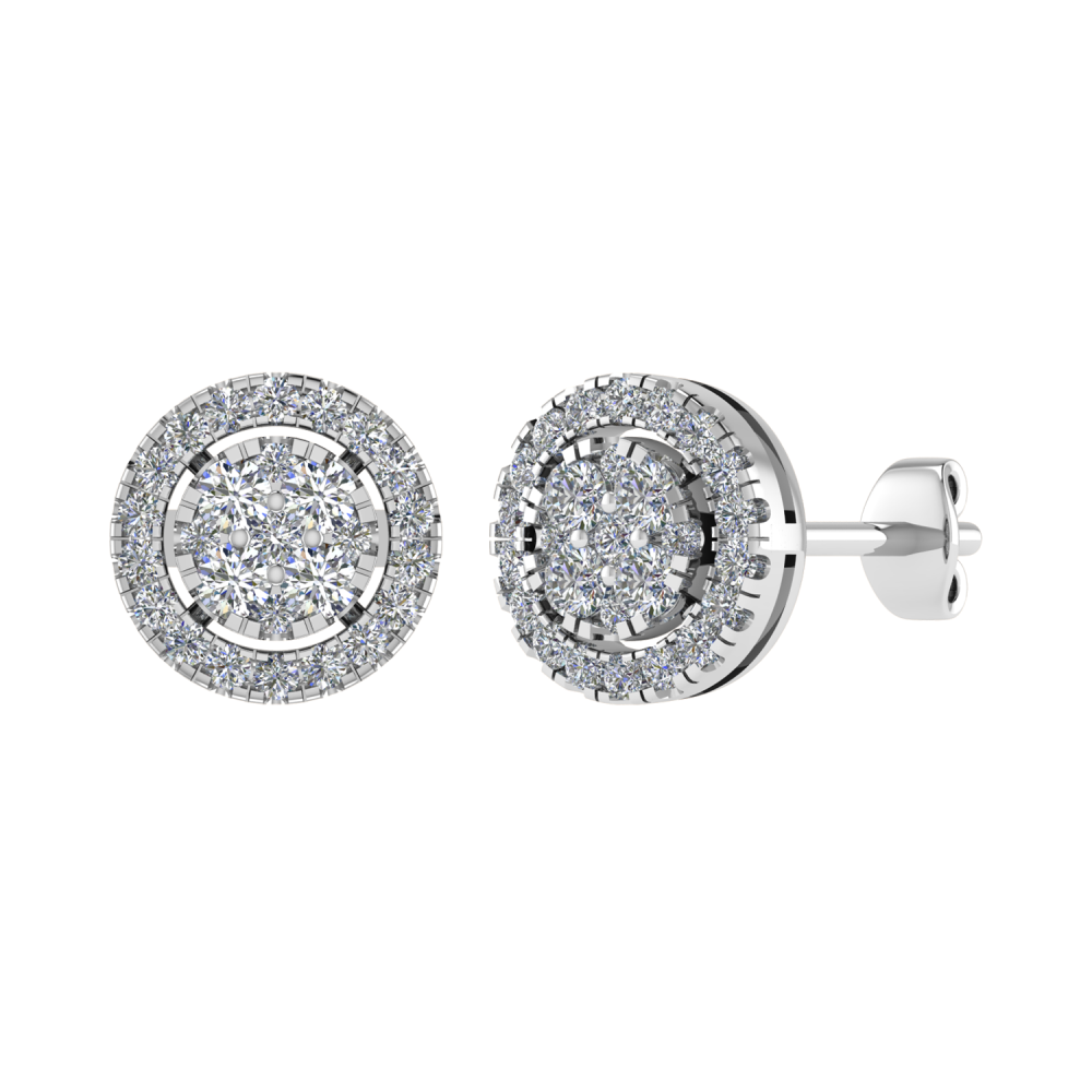 0.55ctVS/GH Round Diamond Set Cluster Earrings set in White Gold